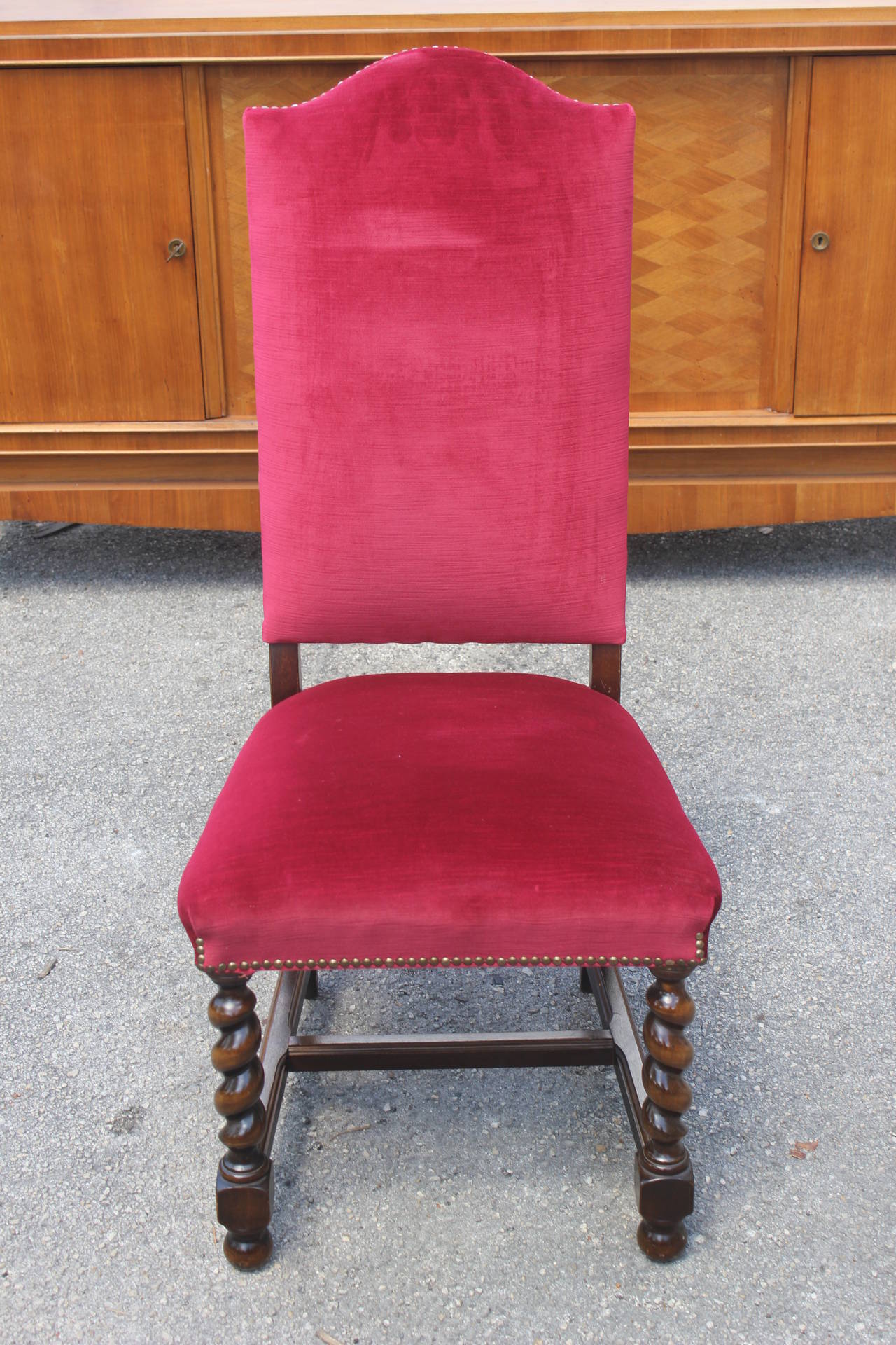Eight French Antique Louis XIII Style Oak Dining Chairs, circa 1890 In Good Condition In Hialeah, FL