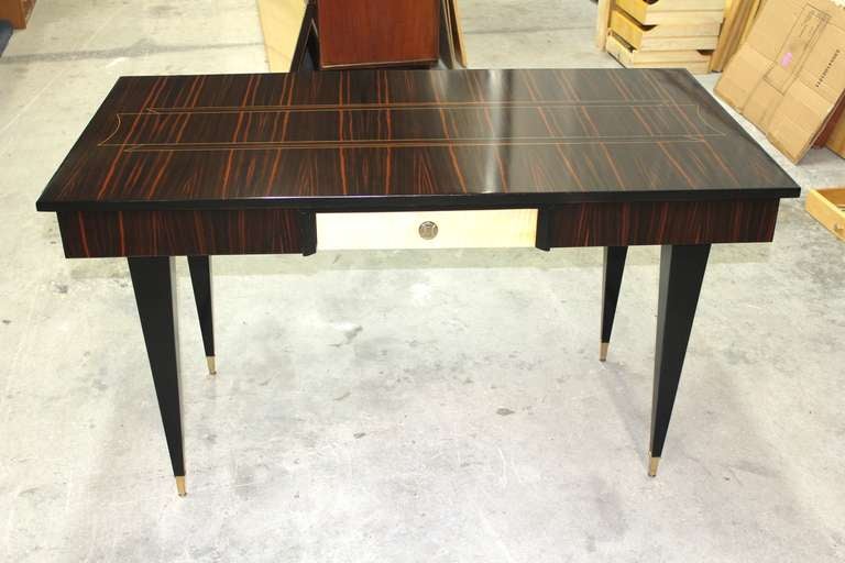 French Art Deco Exotic Macassar Ebony Writing Desk In Excellent Condition In Hialeah, FL