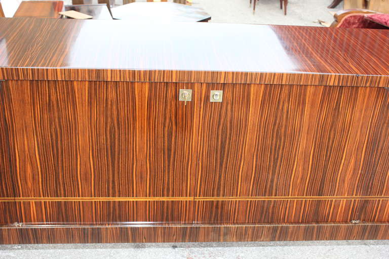 French Art Deco or Art Moderne Exotic Macassar Ebony Buffet or Sideboard 1