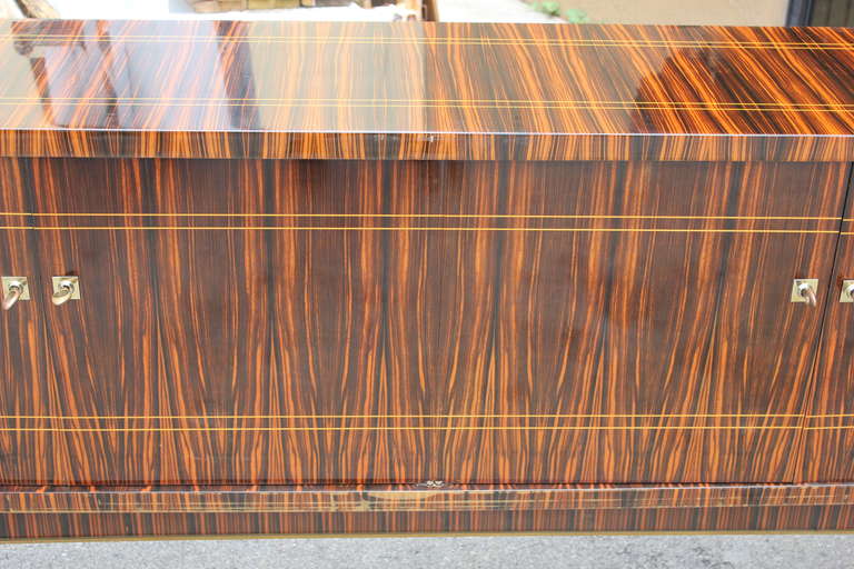 French Art Deco or Art Moderne Exotic Macassar Ebony Buffet or Sideboard, 1940s 1