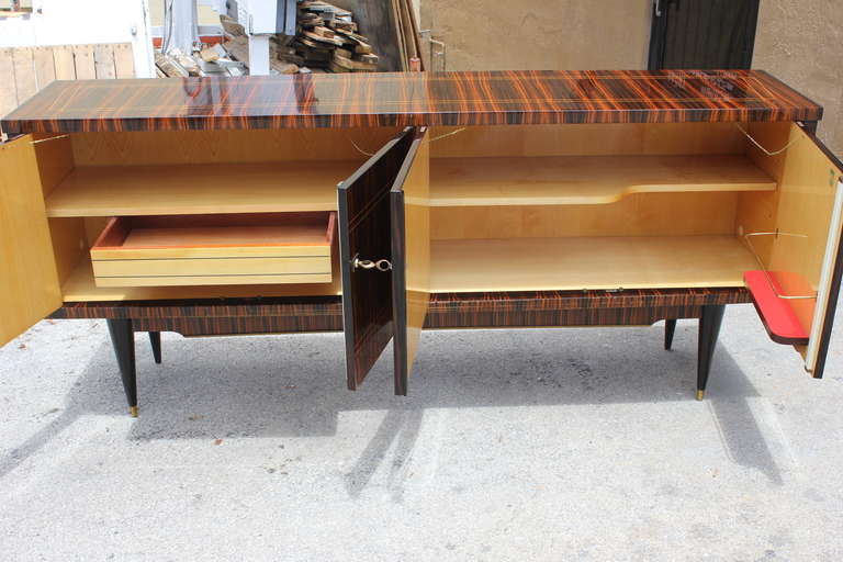 French Art Deco or Art Moderne Exotic Macassar Ebony Buffet or Sideboard, 1940s 5
