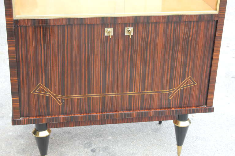 Metal A French Art Deco/ Art Moderne Exotic Macassar Ebony Dry Bar, circa 1940's