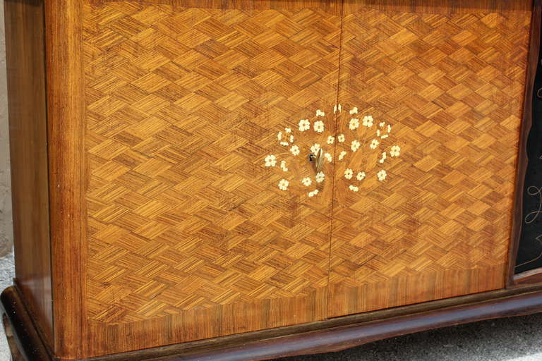 French Art Deco Palisander, Mother-of-Pearl, Jules Leleu Style Sideboard/Buffet In Excellent Condition In Hialeah, FL