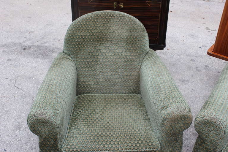 Mid-20th Century Set 4 French Art Deco Matching Club Chairs