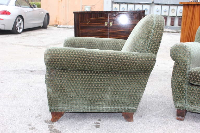 Set 4 French Art Deco Matching Club Chairs 2