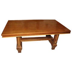French Art Deco Blonde Mahogany Dining Table Style Leleu