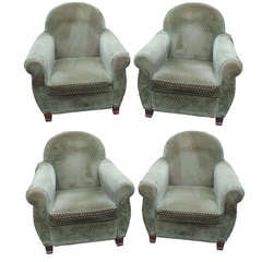 Set 4 French Art Deco Matching Club Chairs