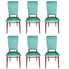 Set 6 French Art Deco Mahogany Dining Chairs