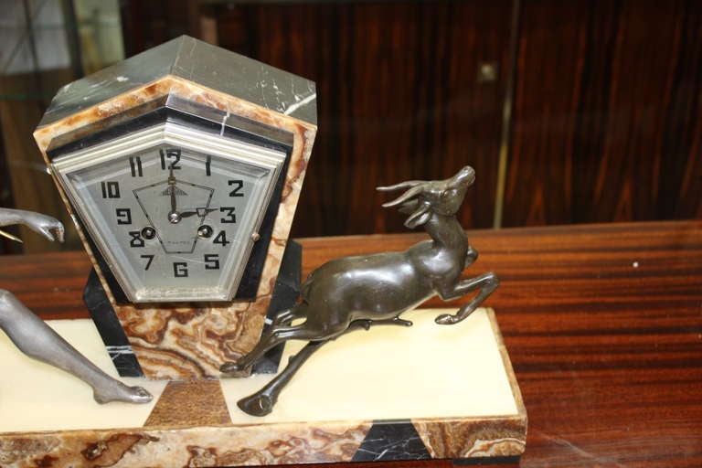 Mid-20th Century French Art Deco Clock Sculpture Group by Uriano