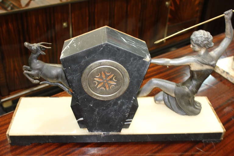 French Art Deco Clock Sculpture Group by Uriano 3