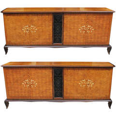 Pair of French Art Deco Palisander M-O-P Jules Leleu Style Buffets or Sideboards