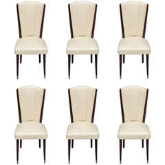 Suite of 6 French Art Deco Mahogany Dining Chairs Circa 1940. 4