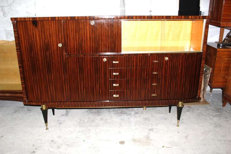 French Art Deco Exotic Macassar Ebony "Living" Buffet/ Entertainment Center