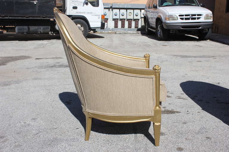Pair French Art Deco Giltwood Club Chairs style Paul Follot 1