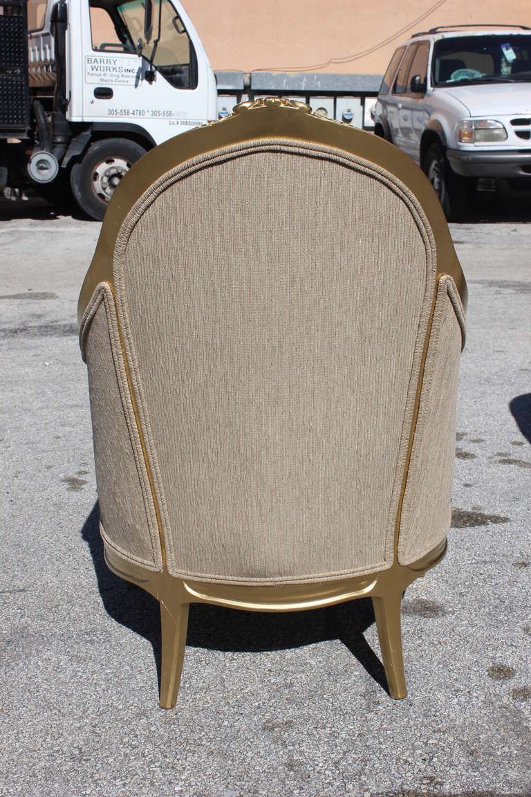 Pair French Art Deco Giltwood Club Chairs style Paul Follot 2