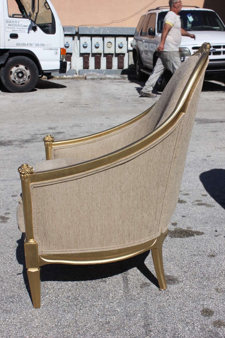 Pair French Art Deco Giltwood Club Chairs style Paul Follot 3