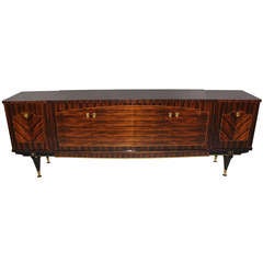 French Art Deco Long Exotic Macassar Ebony Buffet