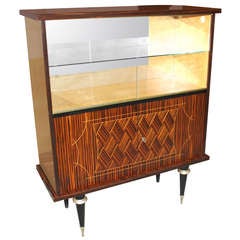 French Art Deco Exotic Macassar Ebony "Zigzag" Vitrine