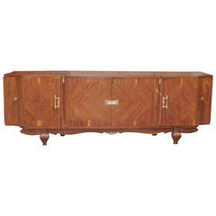French Art Deco Grand Scale Flame Mahogany Buffet/Sideboard, circa 1940's
