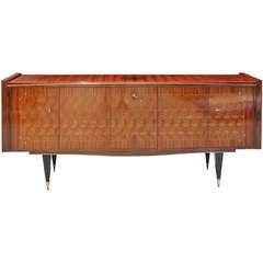 French Art Deco Five-Door, Exotic Macassar Ebony Marquetry Buffet or Sideboard