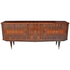 Spectacular French Art Deco Exotic Macassar Ebony Inlaid Buffet or Sideboard