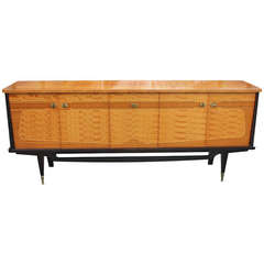 French Art Deco/Moderne Pommele Sappele or Flame Mahogany Buffet French Art Deco/Moderne Pommele Sappele or Flame Mahogany Buffet