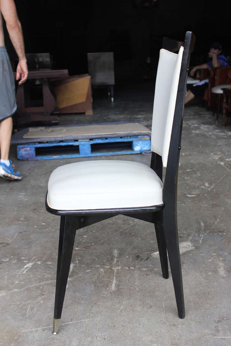 Set of Eight French Art Deco Black Ebony Dining Chairs, circa 1940s 4