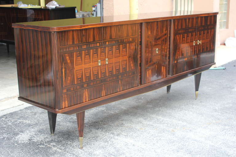 Mid-20th Century Spectacular French Art Deco Exotic Macassar Ebony Inlaid Buffet or Sideboard