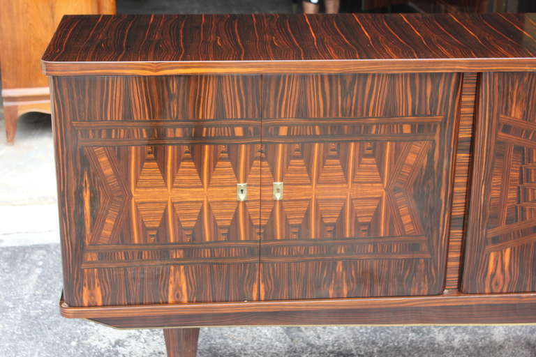 Wood Spectacular French Art Deco Exotic Macassar Ebony Inlaid Buffet or Sideboard