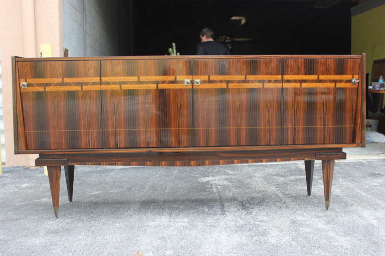 French Art Deco Exotic Macassar Ebony Buffet or Sideboard In Excellent Condition In Hialeah, FL