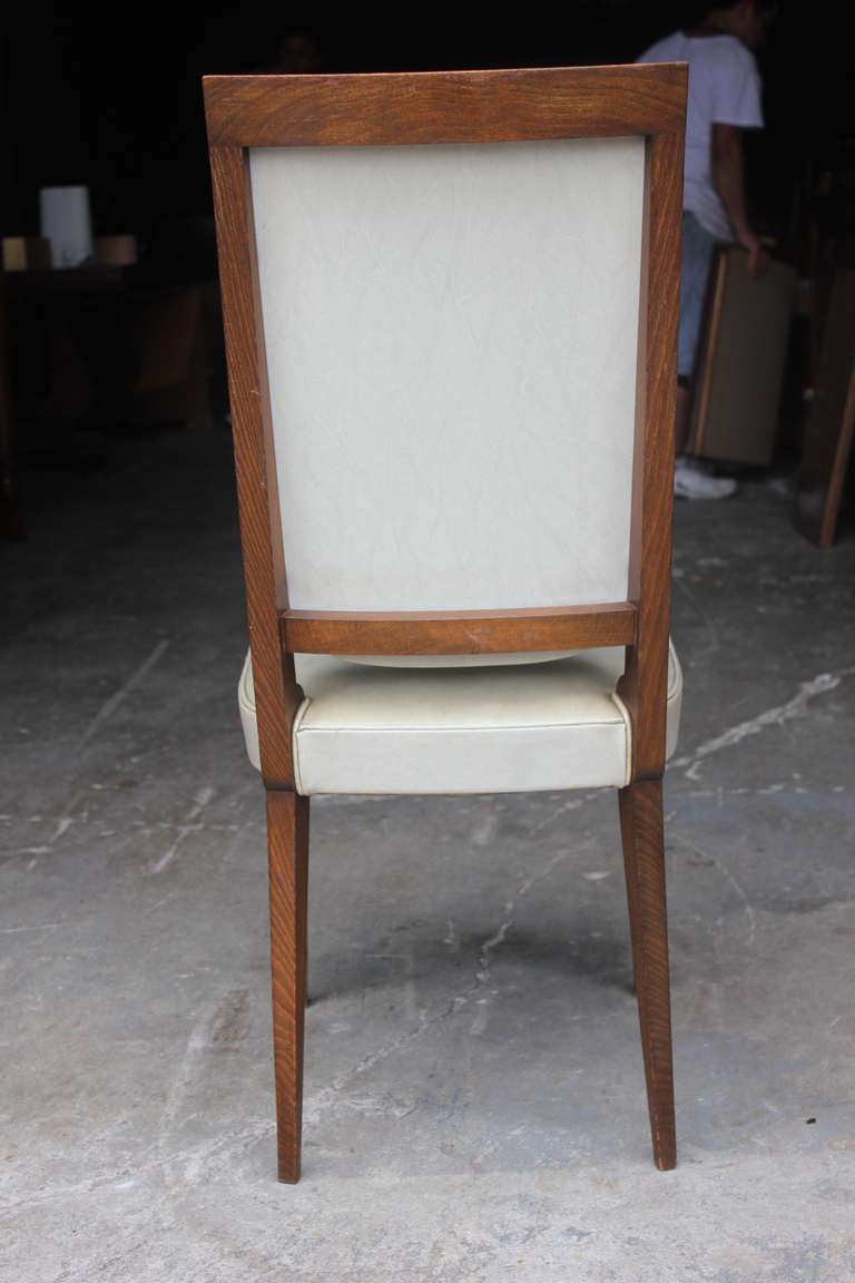 Set of 6 French Art Deco Solid Walnut Dining Chairs, circa 1940's 2