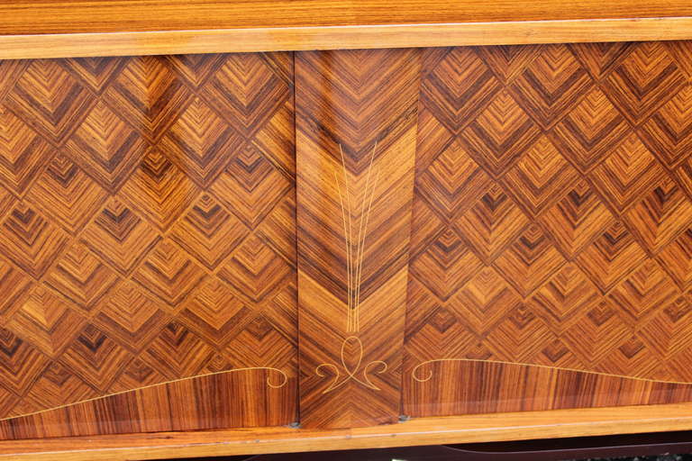 French Art Deco Palisander of Rio Marquetry Inlay Buffet, circa 1940's 1