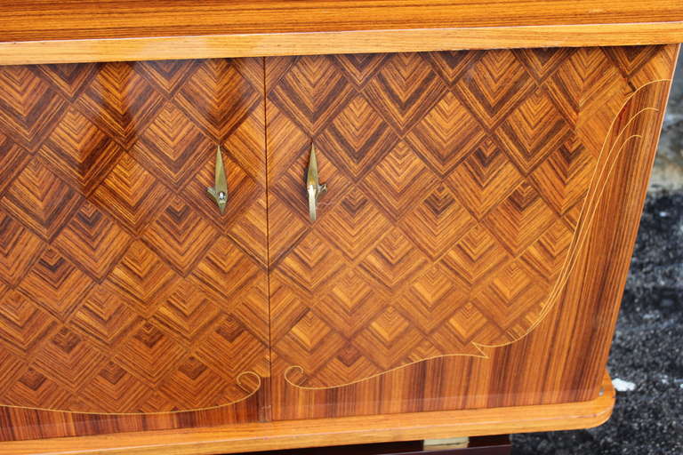 French Art Deco Palisander of Rio Marquetry Inlay Buffet, circa 1940's 2