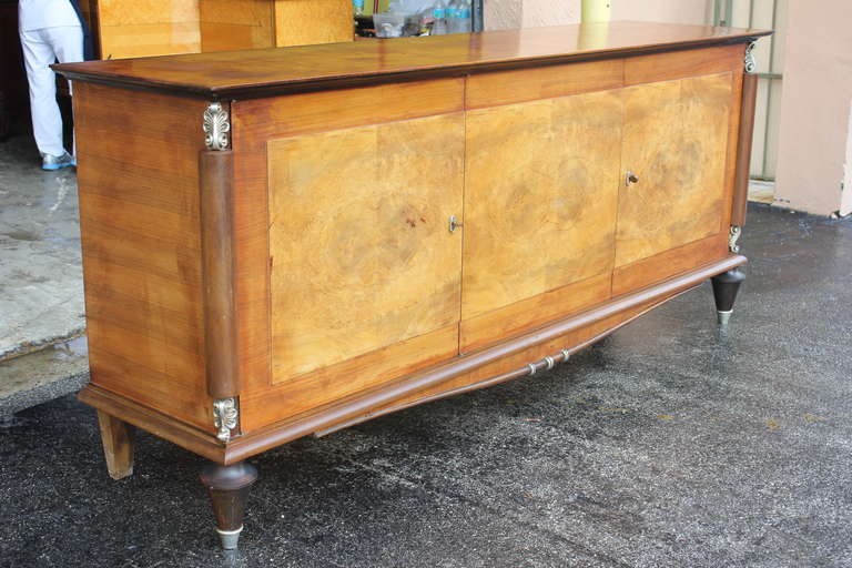 French Art Deco Palisander with Burl Buffet/ Sideboard, circa 1940's In Excellent Condition In Hialeah, FL