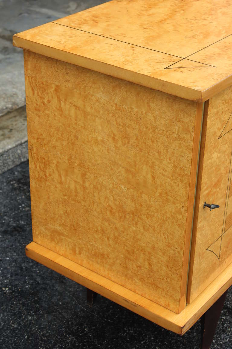 Metal French Art Deco/ Art Moderne Burl with Sycamore Buffet, circa 1940's