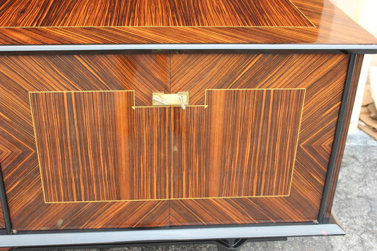 Pair of Grand Scale French Art Deco Exotic Macassar Ebony Buffets 2