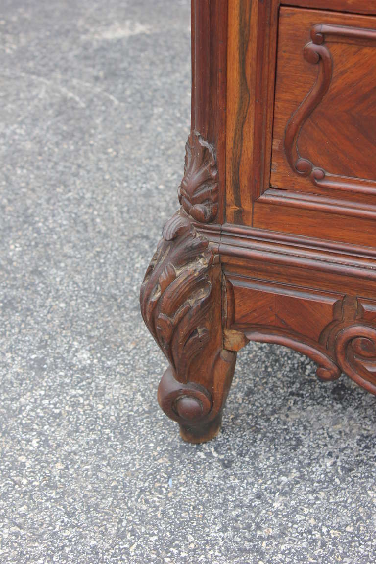 Antique 4 Drawer French Commode with Maroon Marble Top 1