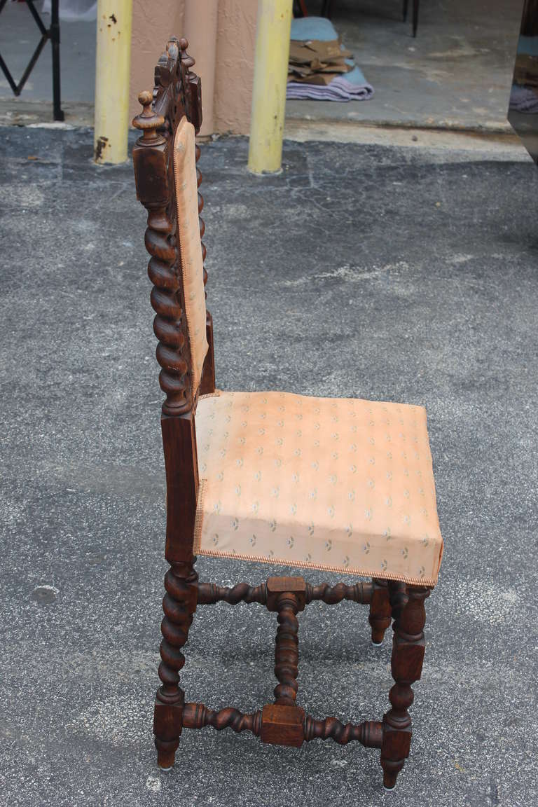 Set of Six Antique 19th Century French Carved Oak Dining Chairs 4