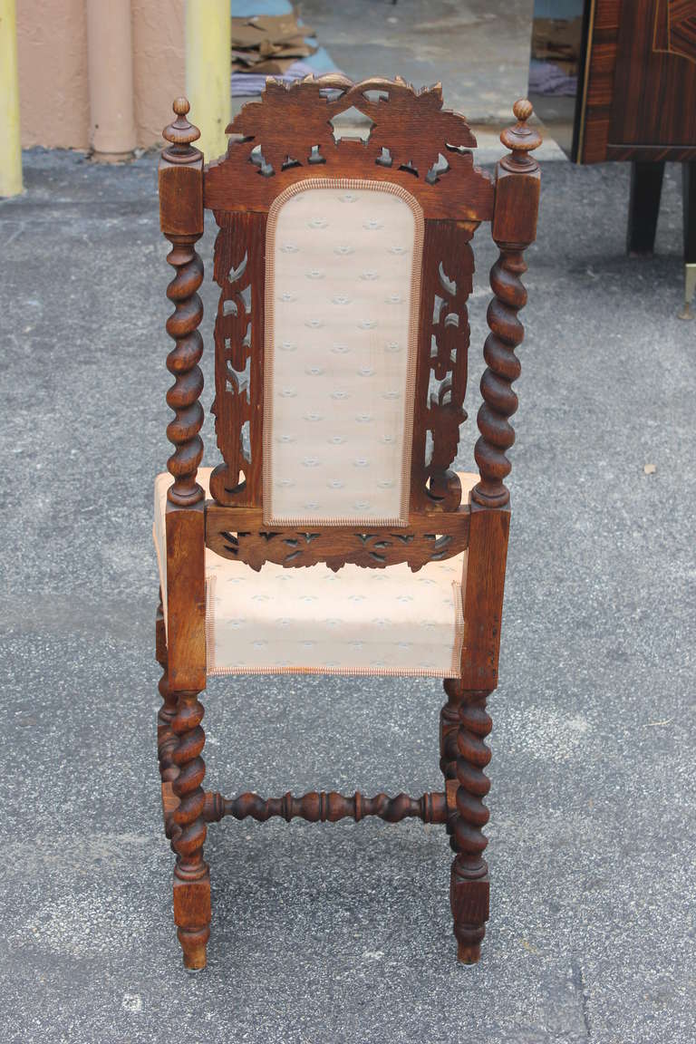 Set of Six Antique 19th Century French Carved Oak Dining Chairs 5
