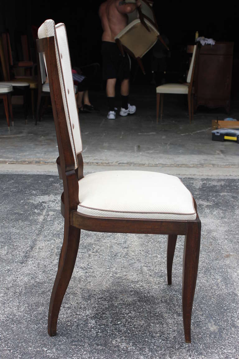 Set of Eight French Art Deco Leleu-Style Tulip-Form Mahogany Dining Chairs 2