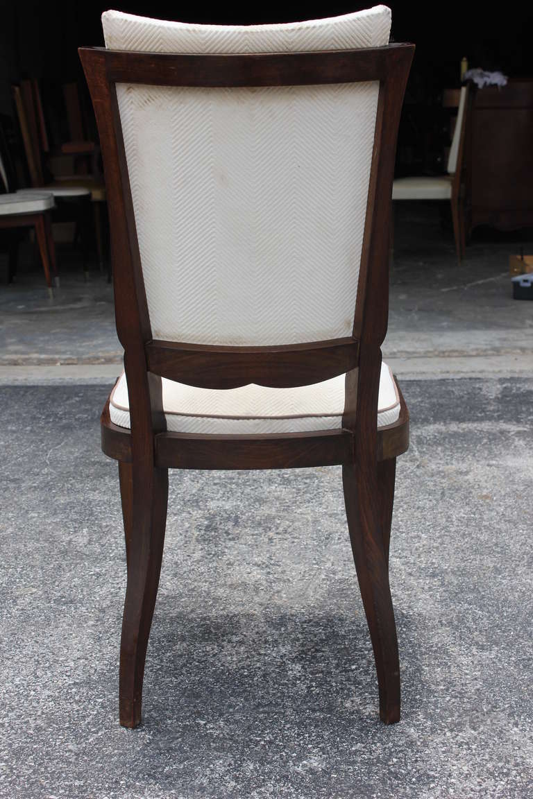 Set of Eight French Art Deco Leleu-Style Tulip-Form Mahogany Dining Chairs 3