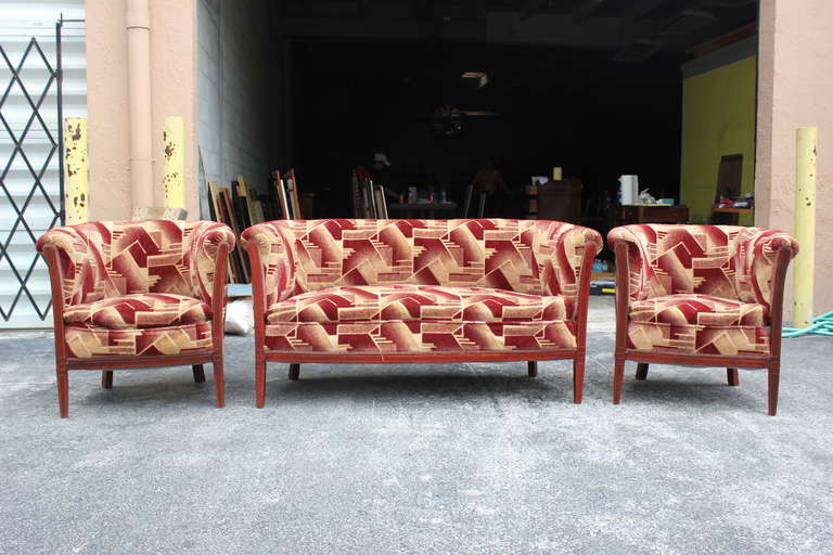 French Art Deco Canape and Club Chair Set, circa 1940's In Good Condition In Hialeah, FL