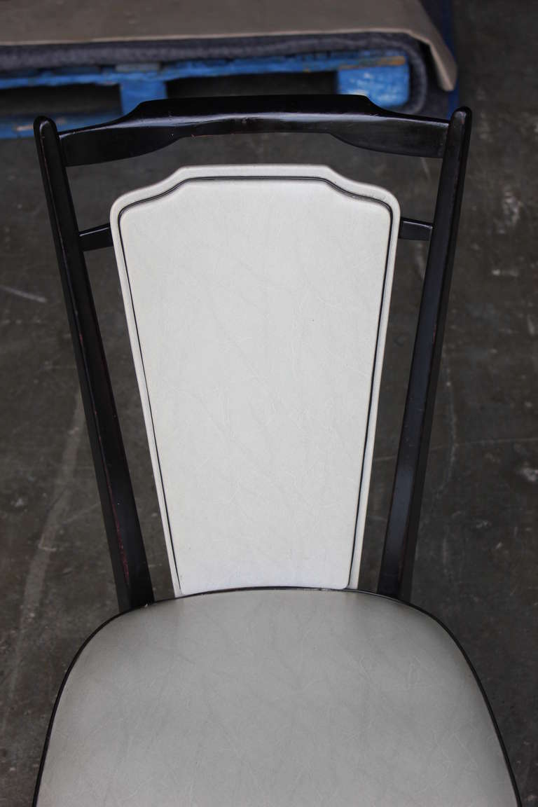 Mid-20th Century Set of Four French Art Deco Black Ebony Dining Chairs, circa 1940's