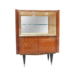 French Art Deco Exotic Macassar Ebony Dry Bar/ Display Case, circa 1940's