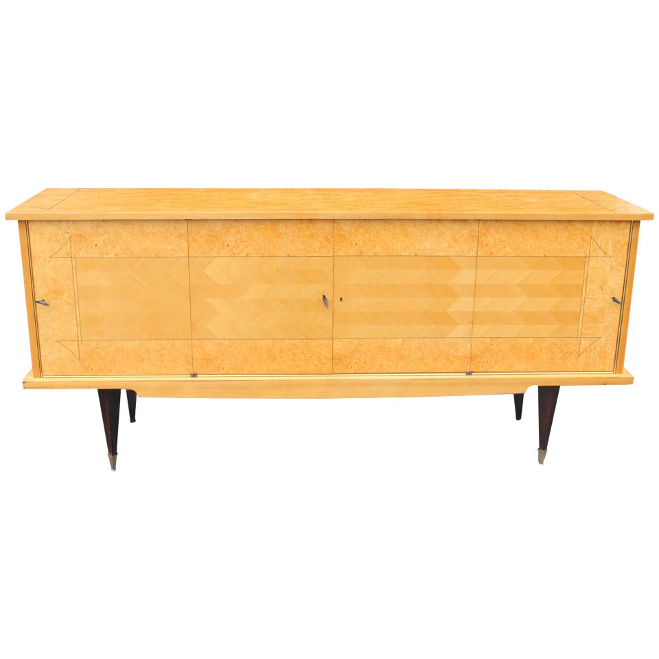 French Art Deco/ Art Moderne Burl with Sycamore Buffet, circa 1940's