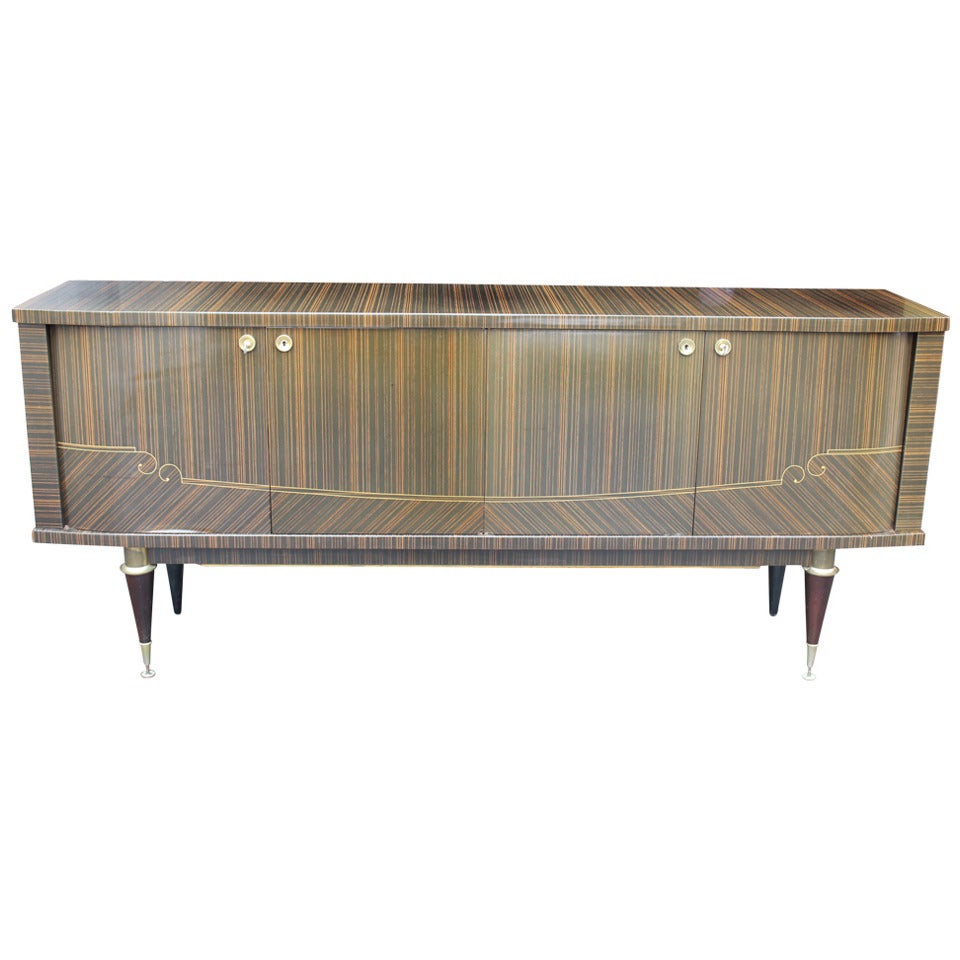 French Art Deco Exotic Macassar Ebony Buffet or Sideboard, circa 1940s