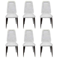 Suite of Six French Art Deco/Art Modern Solid Mahogany Dining Chairs 9