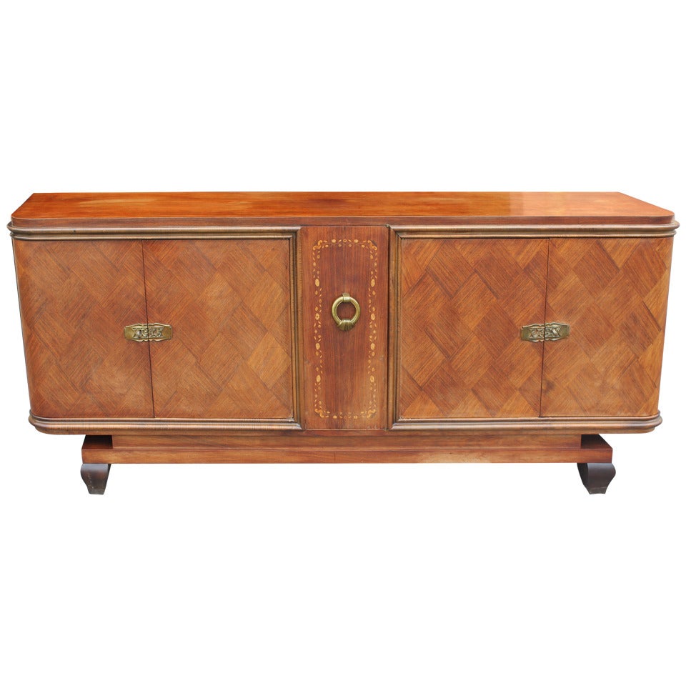 French Art Deco Palisander Marquetry with M-O-P Detail Buffet or Sideboard
