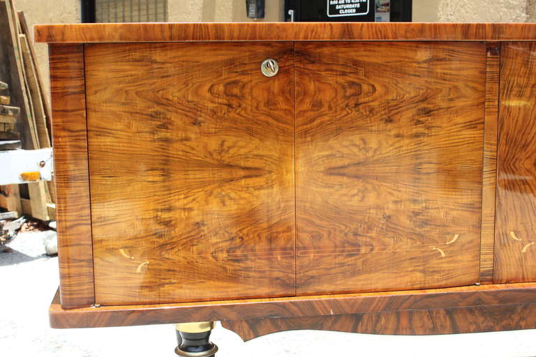 Wood A Pair French Art Deco Exotic Walnut Buffets/ Sideboards, circa 1940's