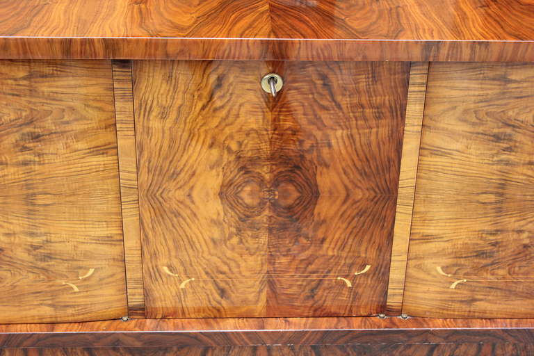A Pair French Art Deco Exotic Walnut Buffets/ Sideboards, circa 1940's 1